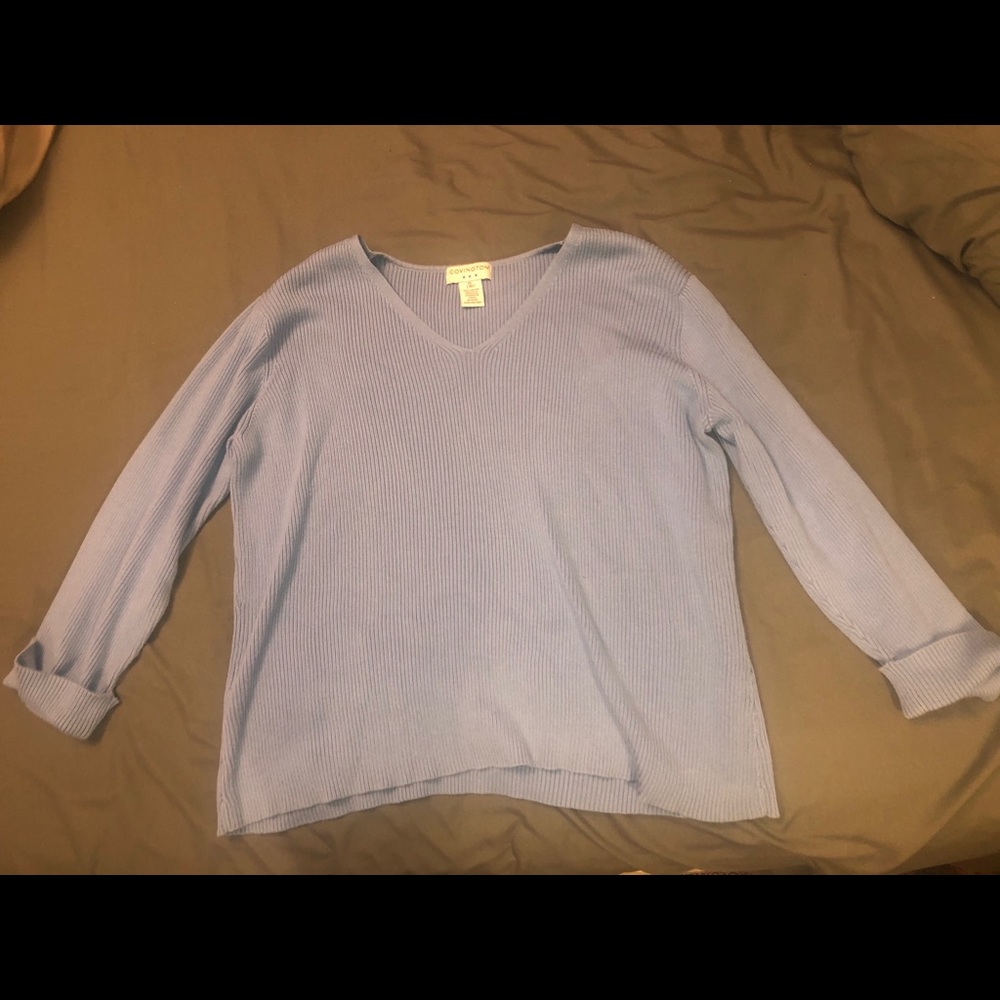 Covington Long Sleeve V-Neck Cotton Top